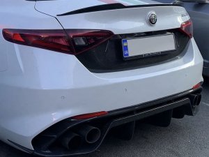 Alfa Romeo Giulia Central Back License Plate Trim Piece - Carbon Fiber